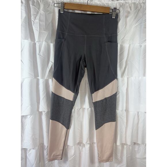 Athleta Salutation ModBlock gray pink leggings athletic size xs women pockets - Picture 1 of 6